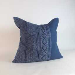 Hmong Batik Pillow Hand-Painted Fabrics Indigo Ethnic Decorative Sofa Cushions - thumbnail 2