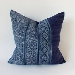 Hmong Batik Pillow Hand-Painted Fabrics Indigo Ethnic Decorative Sofa Cushions - thumbnail 4
