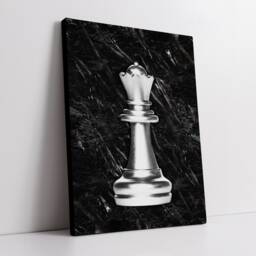 Queen Chess Piece Silver Board Game Fun Unique Marble Style, Framed Canvas Wall Art Poster Print, Home Office & Room Decor, Gift Idea - thumbnail 3