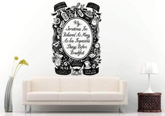 Adventures in Wonderland Fantasy Magic Quote Saying Wall Decal Vinyl Sticker Mural Room Decor L1320 - image 1