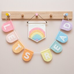 Lets Play, Read Felt Bunting, Nursery Wall Hanging Garland - thumbnail 2