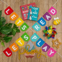 Lets Play, Read Felt Bunting, Nursery Wall Hanging Garland - thumbnail 1