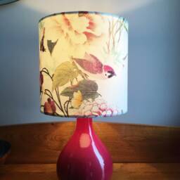 Sparrow Floral Lampshade Chinoiserie Style, Knitted Cotton - thumbnail 2