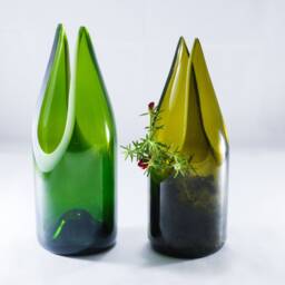 Glass Bottle Flower Vase - Pot Made From Wine Bottle - thumbnail 1