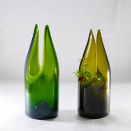 Glass Bottle Flower Vase - Pot Made From Wine Bottle - thumbnail 2