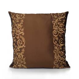 Milk Chocolate & Gold Tan Decorative Throw Pillow Cover, Cushion Covers, Pillowcase, Accent Pillows, Silk Embroidery, Luxury Pillows