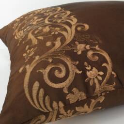 Milk Chocolate & Gold Tan Decorative Throw Pillow Cover, Cushion Covers, Pillowcase, Accent Pillows, Silk Embroidery, Luxury Pillows - thumbnail 4