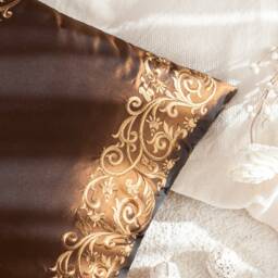 Milk Chocolate & Gold Tan Decorative Throw Pillow Cover, Cushion Covers, Pillowcase, Accent Pillows, Silk Embroidery, Luxury Pillows - thumbnail 3