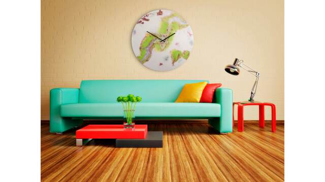 Large Wall Clock With Modern Lighting, Glass Clocks For Wall, Circular Art Lights, Resin Kitchen Or Office - image 1