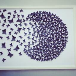 Black & White Butterflies Painting, Wall Art, 3D Paper Art, Handmade D??cor, Home Decoration, Butterflies' White/Black Circle - thumbnail 2