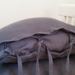 Set Of Two Dark Grey Pillowcases , 100% Linen Softened Pillow Covers Euro Shams Handmade Flax Bedding - thumbnail 2