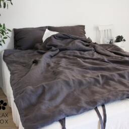 Set Of Two Dark Grey Pillowcases , 100% Linen Softened Pillow Covers Euro Shams Handmade Flax Bedding - thumbnail 3