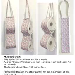 Fabric Toilet Paper Roll Holder Spare Bathroom Storage Shabby Chic Pale Blue Pink Yellow Green Floral White Lace - thumbnail 3
