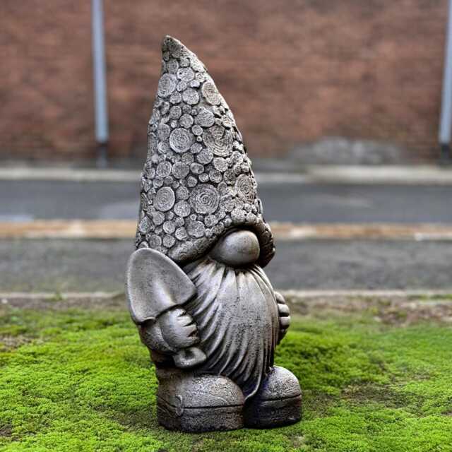 Concrete Gnome With Shovel Statue Whimsical Elf Sculpture Handmade Stone Ornament Outdoor Fairy Garden Decor Cement Front Door Gift - image 1
