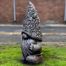 Concrete Gnome With Shovel Statue Whimsical Elf Sculpture Handmade Stone Ornament Outdoor Fairy Garden Decor Cement Front Door Gift - thumbnail 3