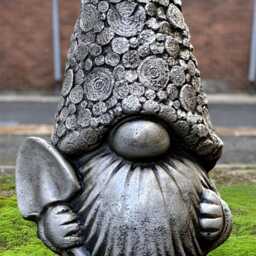 Concrete Gnome With Shovel Statue Whimsical Elf Sculpture Handmade Stone Ornament Outdoor Fairy Garden Decor Cement Front Door Gift - thumbnail 2