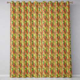 Orange Wildflower Meadow Seamless Pattern Botanical Nature Design Readymade Eyelet Ring Top Thermal 100% Blackout Curtains - thumbnail 2