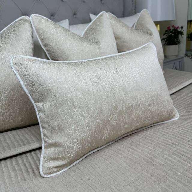Cream Piped Cushion Cover Blake White Piping Luxury Champagne Ivory Pillow Sham Beaumont Textiles Fabric Handmade in UK Bespoke Sizes - image 1