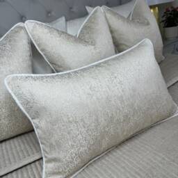 Cream Piped Cushion Cover Blake White Piping Luxury Champagne Ivory Pillow Sham Beaumont Textiles Fabric Handmade in UK Bespoke Sizes - thumbnail 3