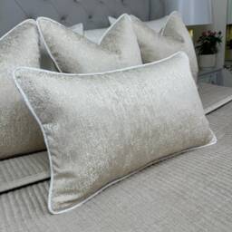 Cream Piped Cushion Cover Blake White Piping Luxury Champagne Ivory Pillow Sham Beaumont Textiles Fabric Handmade in UK Bespoke Sizes - thumbnail 1