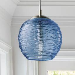 Bluestone Glass Pendant Light - Handblown Stella Globe - Artisan Kitchen & Living Room Lighting - thumbnail 3