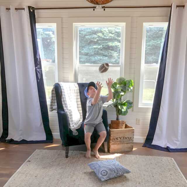 Custom Striped Curtains Color Blocked Home Decor - image 1
