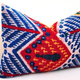 Handmade Silk Velvet Ikat Pillow Cover, Decorative Accent Cushion - thumbnail 2
