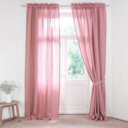 Pink Linen Curtain Tie Back, Medium-Weight - thumbnail 3