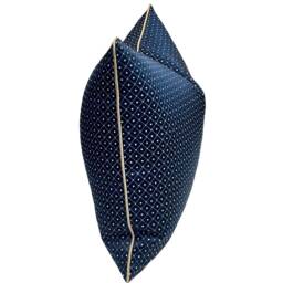 Blue Geometric Dots Pillow Cover Gold Piping Home Decor - thumbnail 2