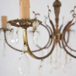 Vintage Crystal Chandelierbrasselegant Pendant Lightsix Armsrestored - thumbnail 3