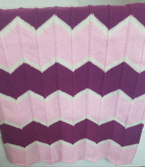 stripey Knitted Baby Blanket - image 1