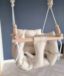 Handmade Linen Baby Swing Indoor Outdoor Toddler Swing - thumbnail 1
