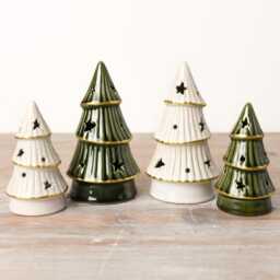 Led Ceramic Nordic Green Christmas Tree With Gold Trim 11cm & 16cm Available - thumbnail 2
