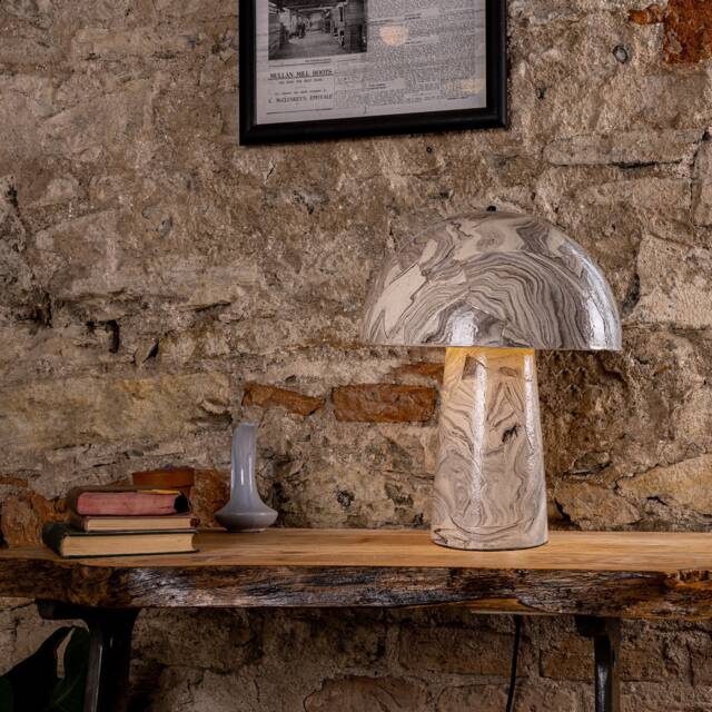 Amanita Large Marbled Ceramic Mushroom Table Lamp - image 1