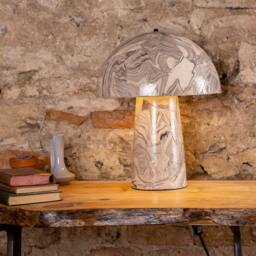 Amanita Large Marbled Ceramic Mushroom Table Lamp - thumbnail 2