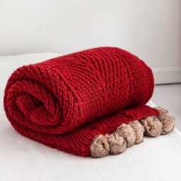 Icelandic Wool Throw Blanket Nordic Pom Bedspread - thumbnail 4
