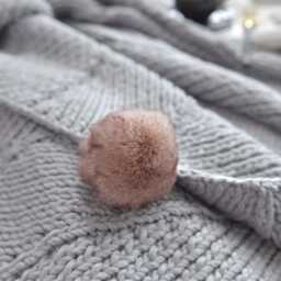 Icelandic Wool Throw Blanket Nordic Pom Bedspread - thumbnail 3