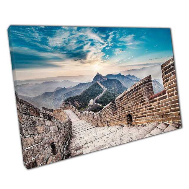 Captivating Great Wall Of China Sunset Canvas - Historical Landmark Art For Home & Office Decor - image 1