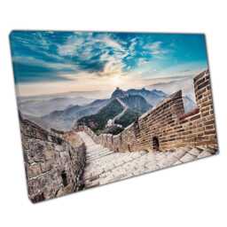 Captivating Great Wall Of China Sunset Canvas - Historical Landmark Art For Home & Office Decor - thumbnail 1