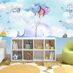 Whale Balloon Kids Wallpaper Mural, Removable Wall Decal - thumbnail 3