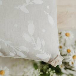 Botanical Linen Pillowcase Ivory Jacquard Pillow Sham With Zipper - thumbnail 2