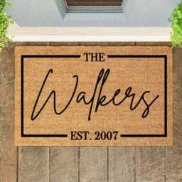 Last Name Established Doormat - Personalized Anniversary Gift Outdoor Rug - thumbnail 2