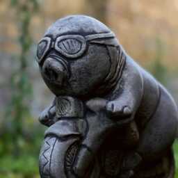 Motorcycle Pig Concrete Statue Handcrafted Garden & Home Decor Cement Whimsical Sculpture Outdoor Funny Yard Ornament Animal Decoration - thumbnail 2