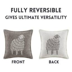 Brown Wool Mima Cushion Cover - Pure Reversible Pillowcase 45 X 45cm/ 18 18 - thumbnail 3
