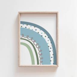 Set Of 2 Boys Nursery Prints, Blue Green, Rainbow Decor, Wall Art, Playroom, Art - thumbnail 2