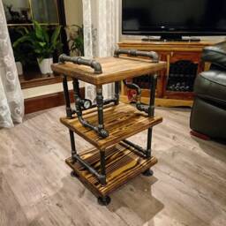 Handcrafted Retro Steampunk Table - Industrial Shelving Art For Home Decor - thumbnail 1