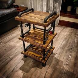 Handcrafted Retro Steampunk Table - Industrial Shelving Art For Home Decor - thumbnail 2
