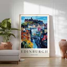 Edinburgh Scotland Travel Poster Cityscape Wall Art - thumbnail 2