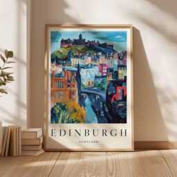 Edinburgh Scotland Travel Poster Cityscape Wall Art - thumbnail 3