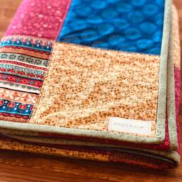 Patchwork Baby Quilt/Blanket, Handmade, Boho, Earth - thumbnail 3